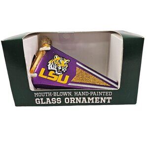 Louisiana State Pennant Mouth-Blown Hand Painted Glass Ornament LSU Tigers